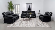 Camila 3-piece Upholstered Reclining Sofa Set Black