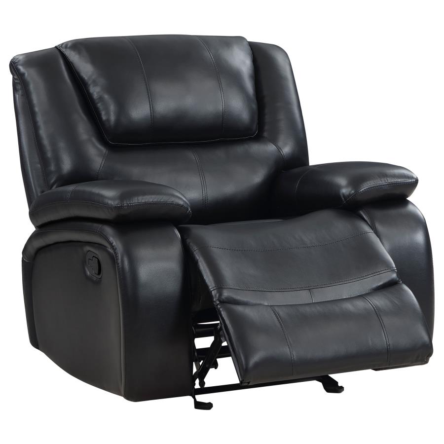 Camila 3-piece Upholstered Reclining Sofa Set Black