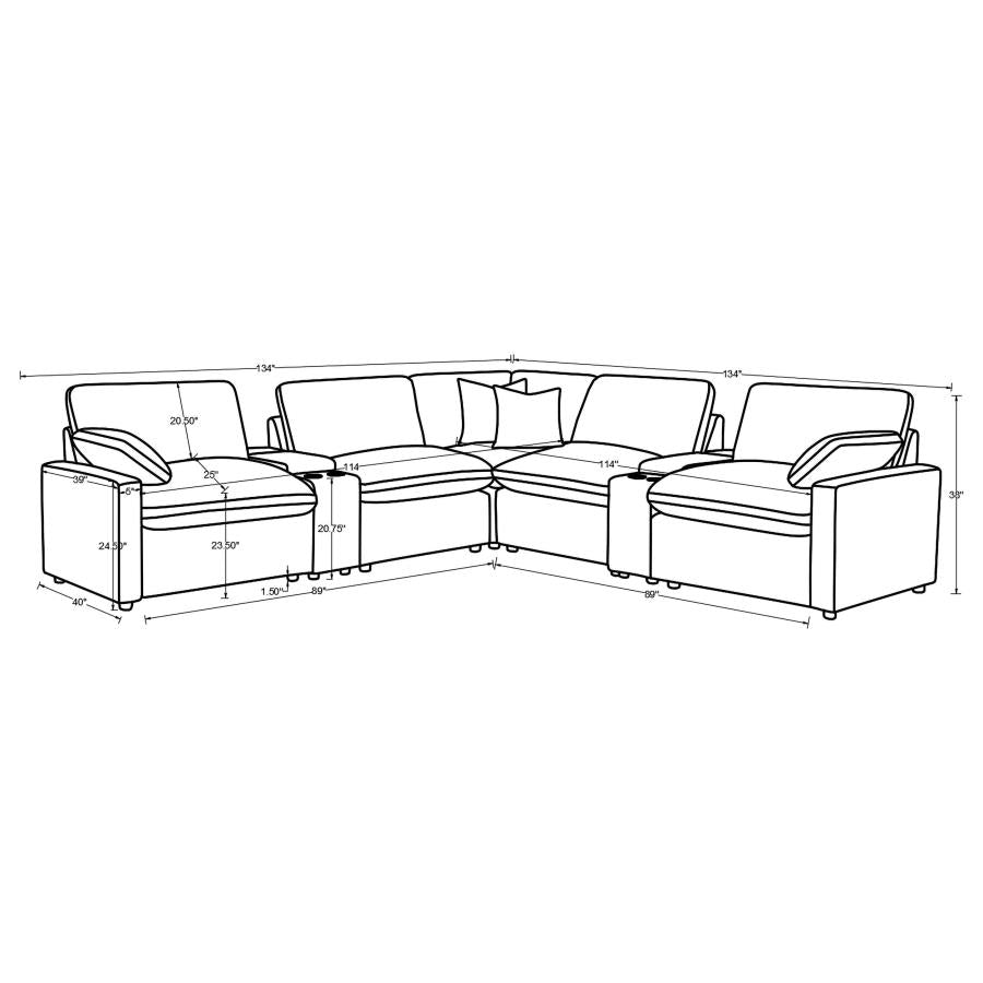 Collins 7-piece Modular Power Reclining Sectional Chocolate Brown