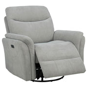 Adler Upholstered Power Swivel Glider Recliner Greige