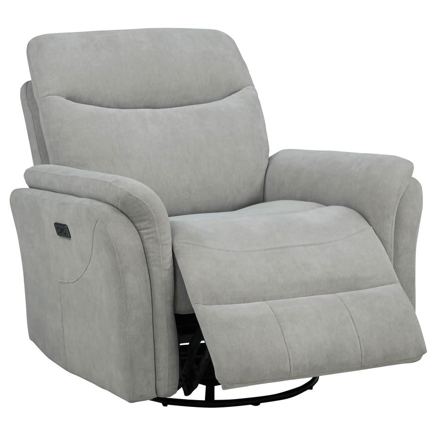 Adler Upholstered Power Swivel Glider Recliner Greige