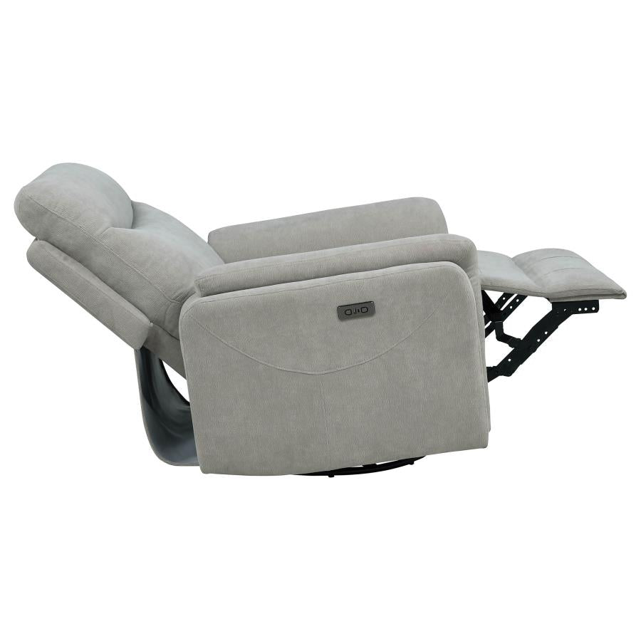 Adler Upholstered Power Swivel Glider Recliner Greige