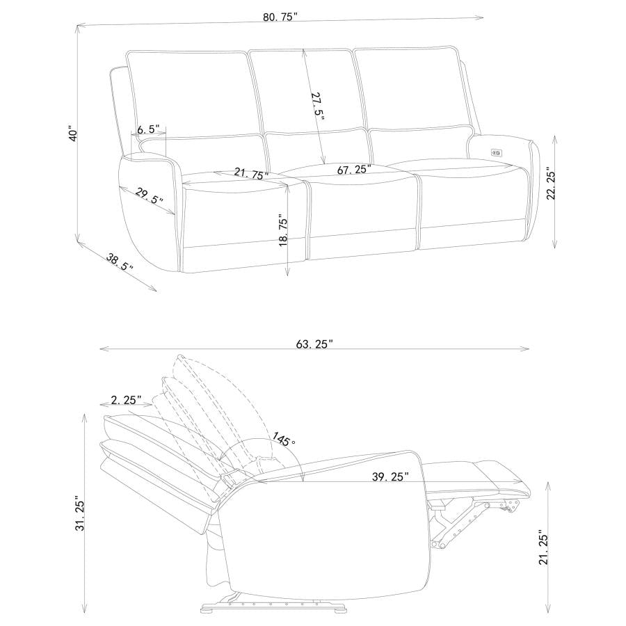 Sylmar 3-piece Chenille Power Reclining Sofa Set Dove Grey
