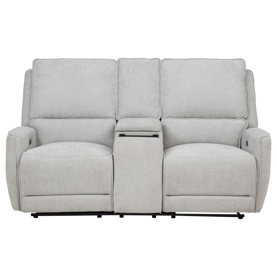 Sylmar Chenille Upholstered Power Reclining Loveseat Dove Grey