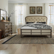 Americana Farmhouse Queen Shelter Bed, Dresser & Mirror