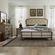 Americana Farmhouse Queen Shelter Bed, Dresser & Mirror, Nightstand