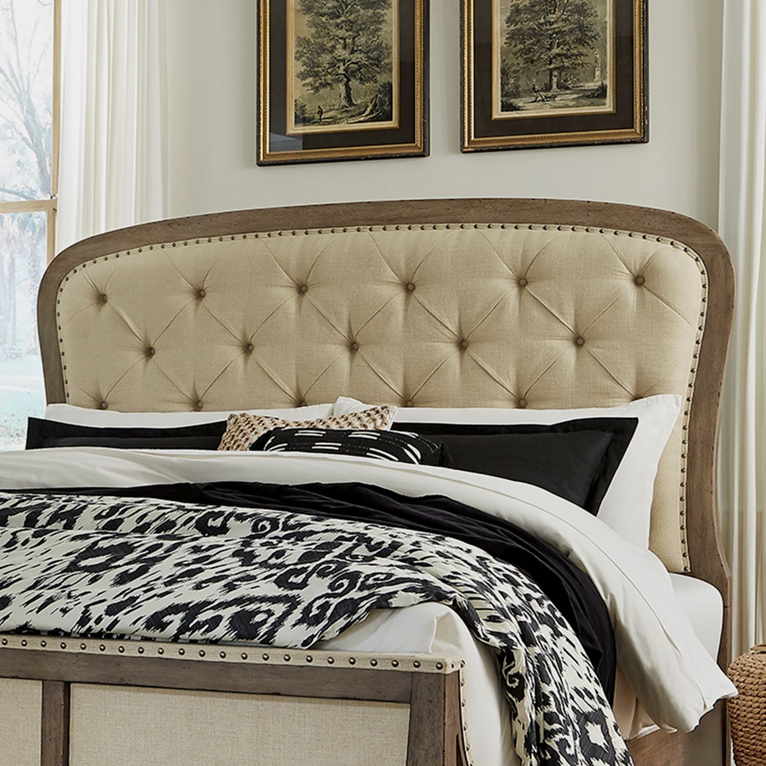 Americana Farmhouse Queen Tufted Panel Headboard