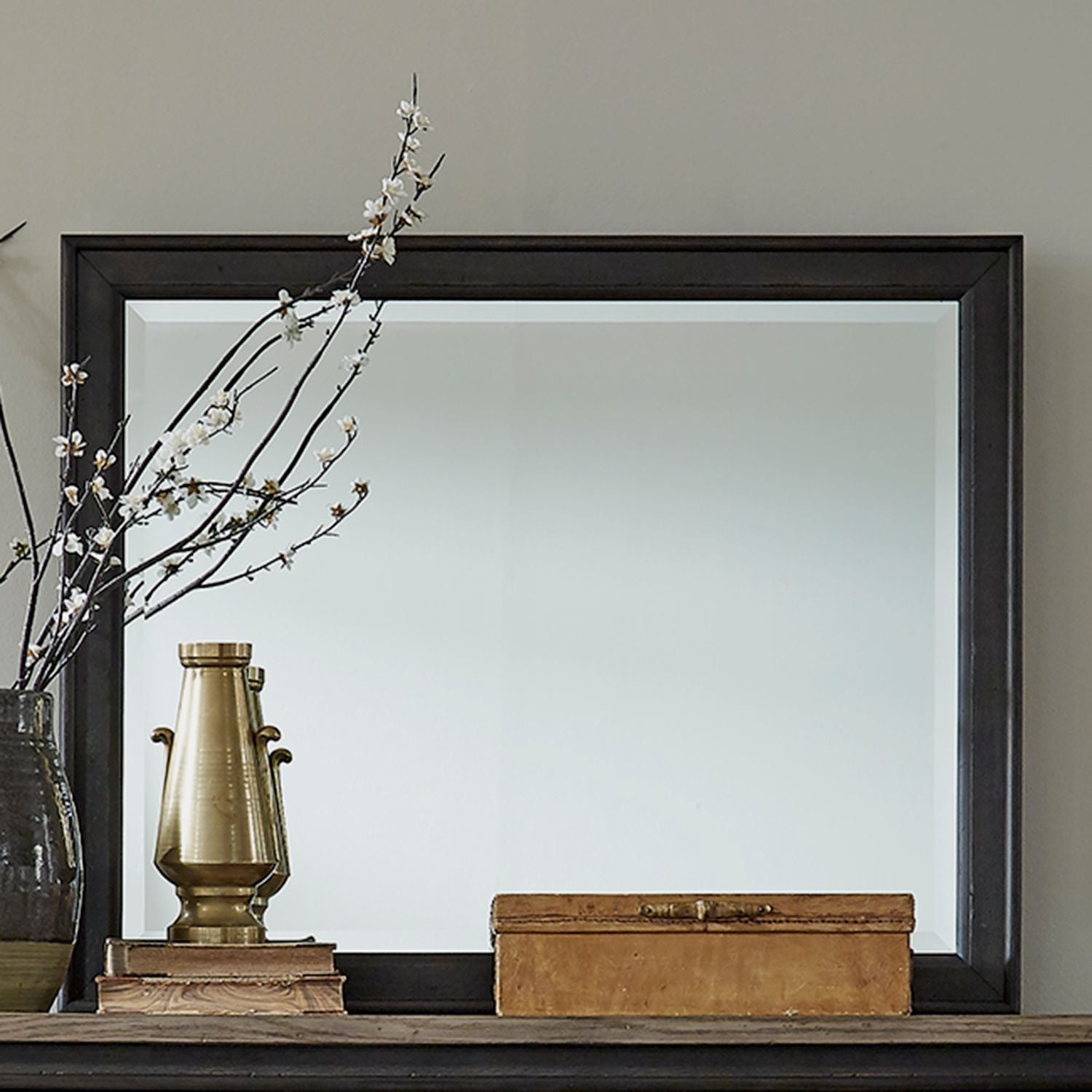 Americana Farmhouse Landscape Mirror - Black