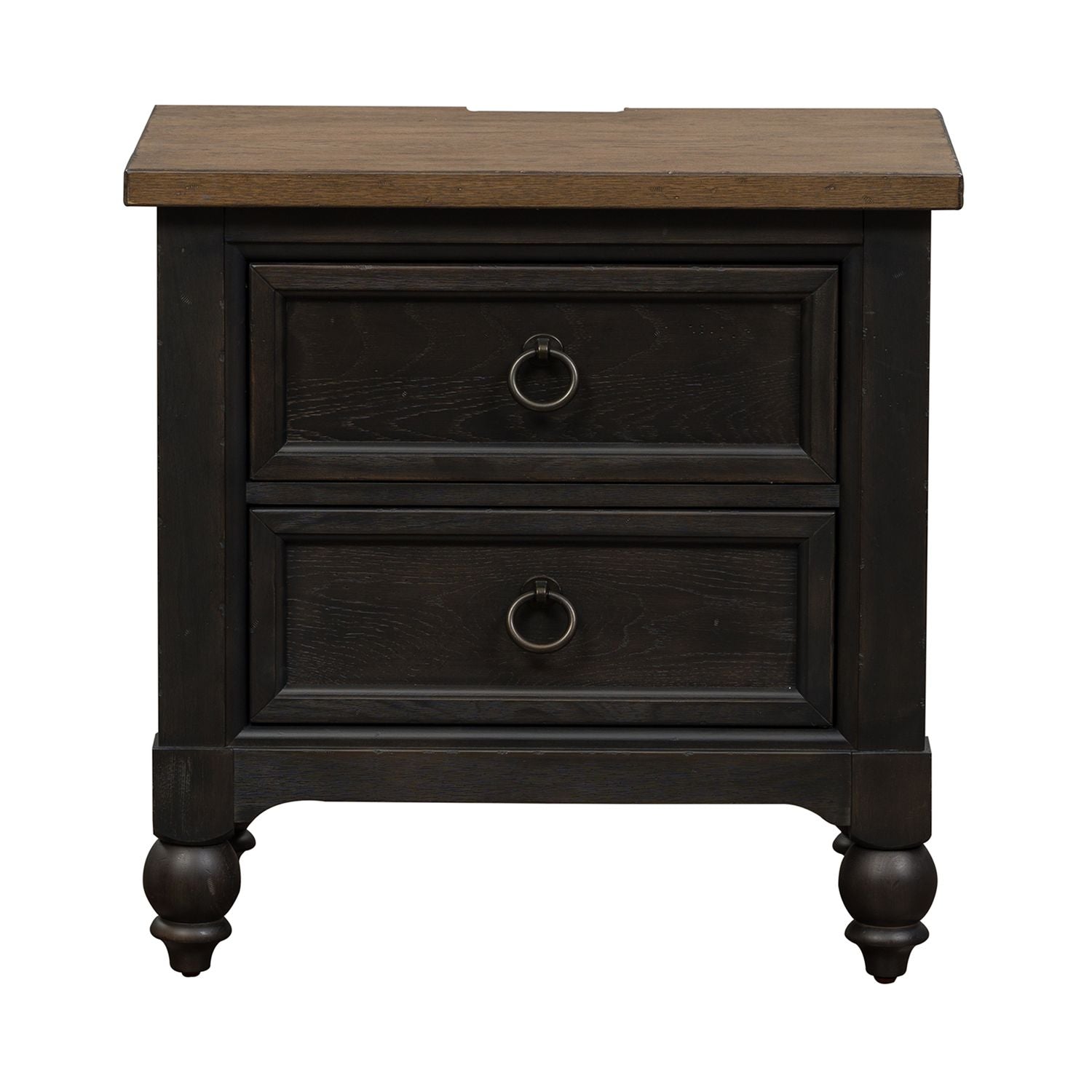 Americana Farmhouse 2 Drawer Nightstand with Charging Station - Black