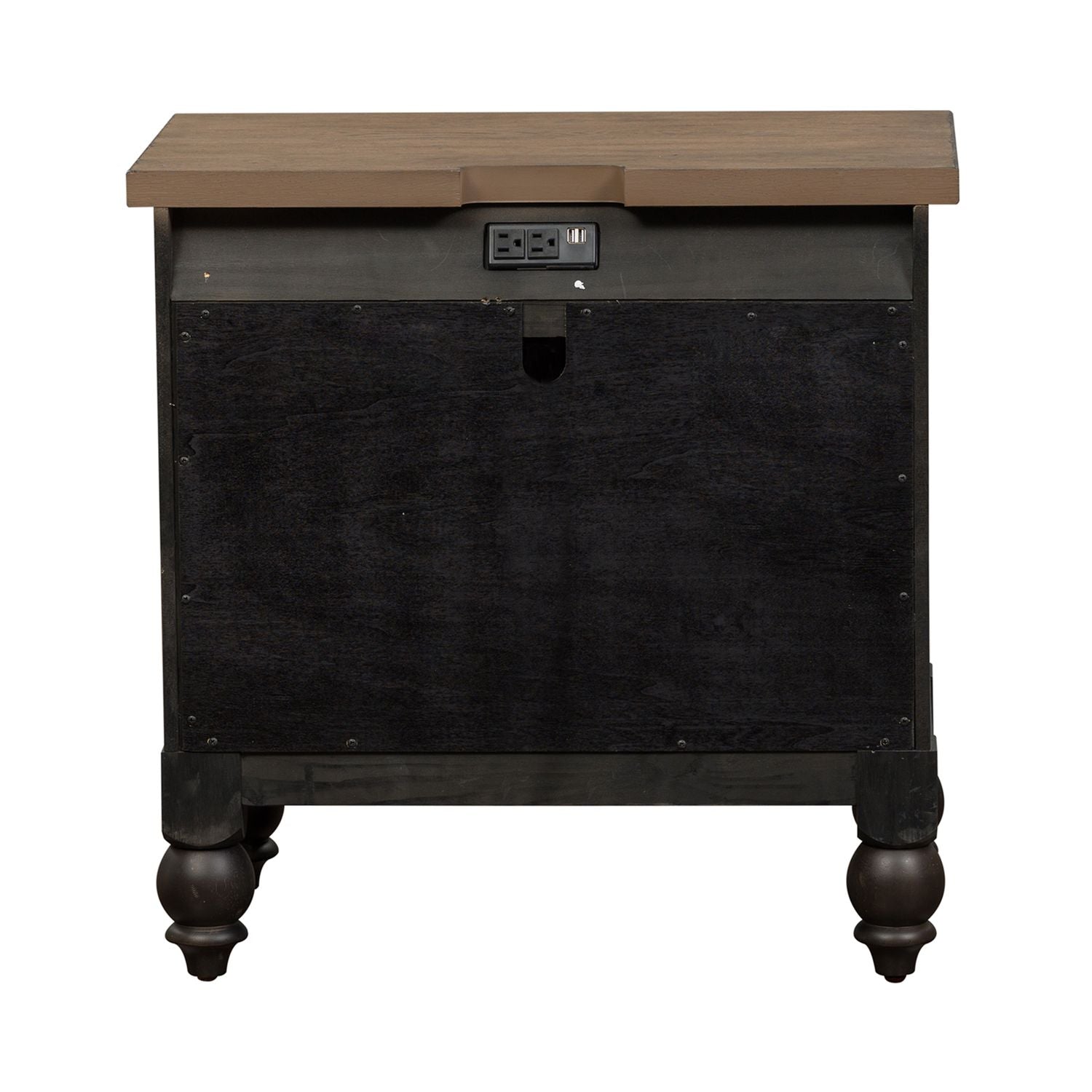 Americana Farmhouse 2 Drawer Nightstand with Charging Station - Black