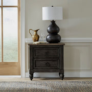 Americana Farmhouse 2 Drawer Nightstand with Charging Station - Black