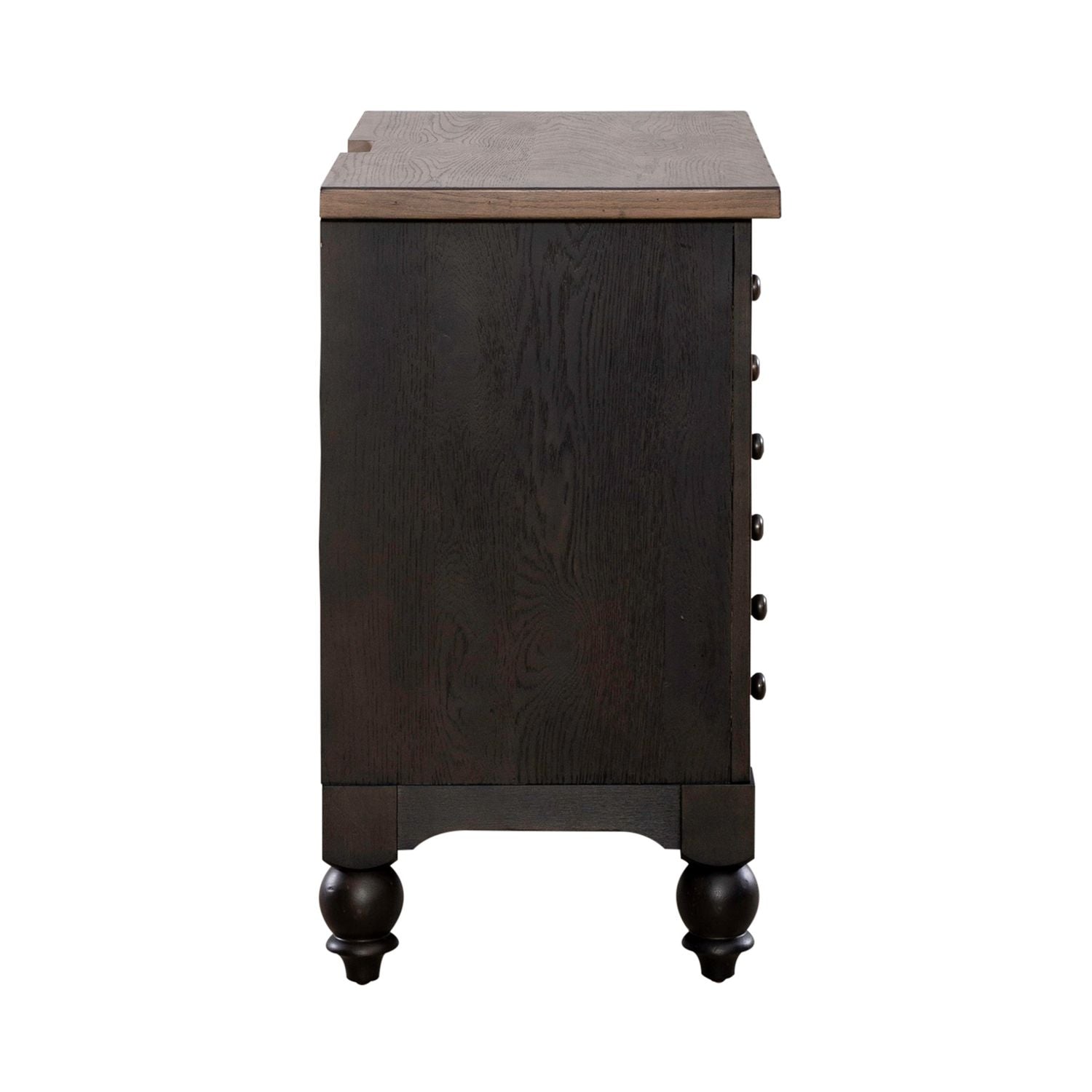 Americana Farmhouse Bedside Chest with Charging Station - Black