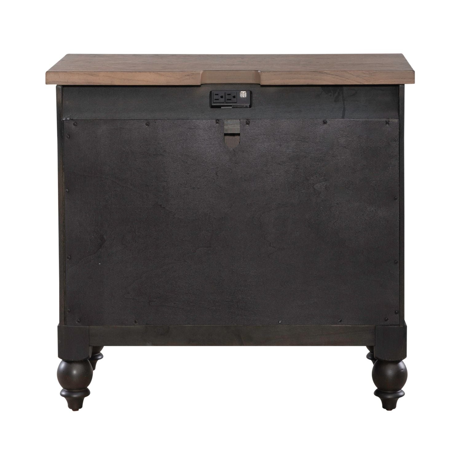 Americana Farmhouse Bedside Chest with Charging Station - Black