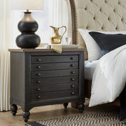 Americana Farmhouse Bedside Chest with Charging Station - Black
