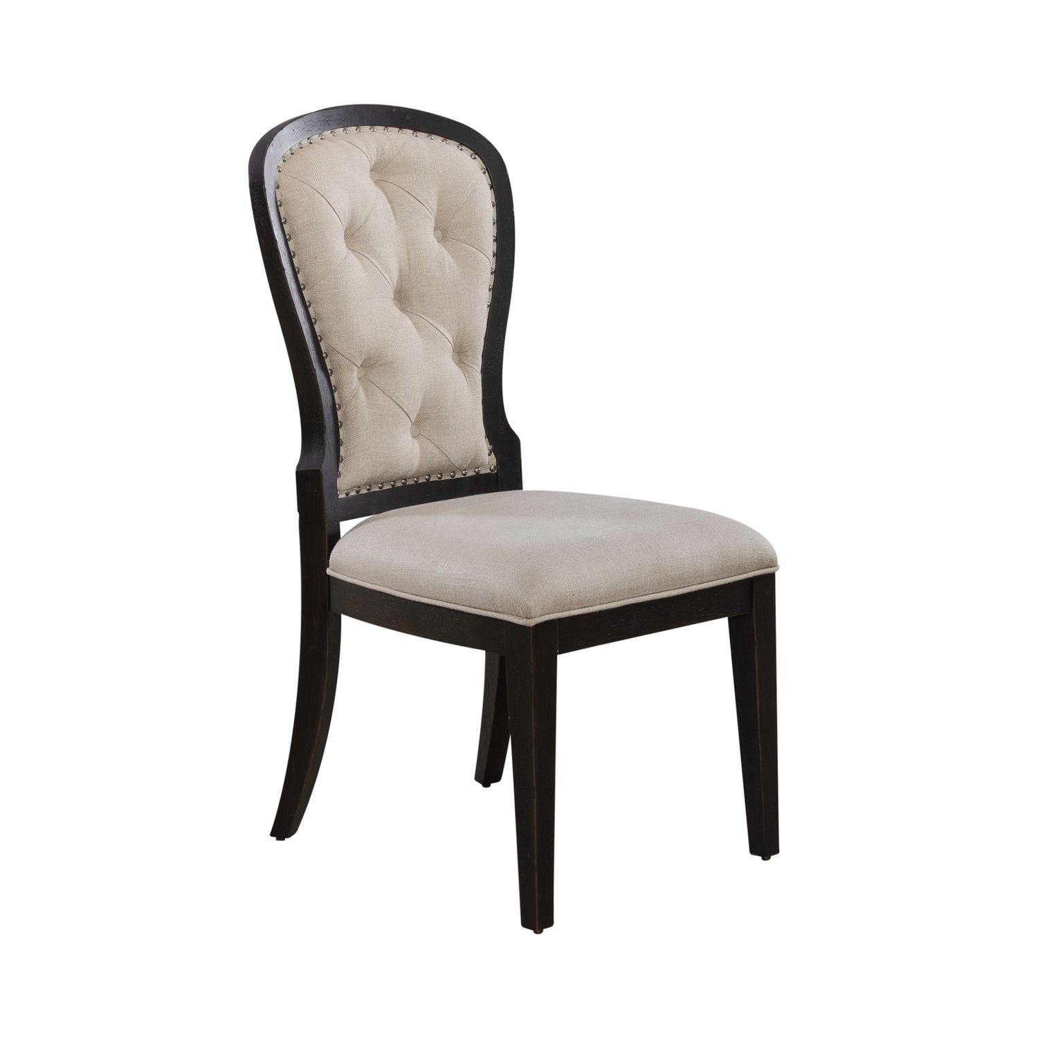 Americana Farmhouse Upholstery Tufted Back Side Chair - Black