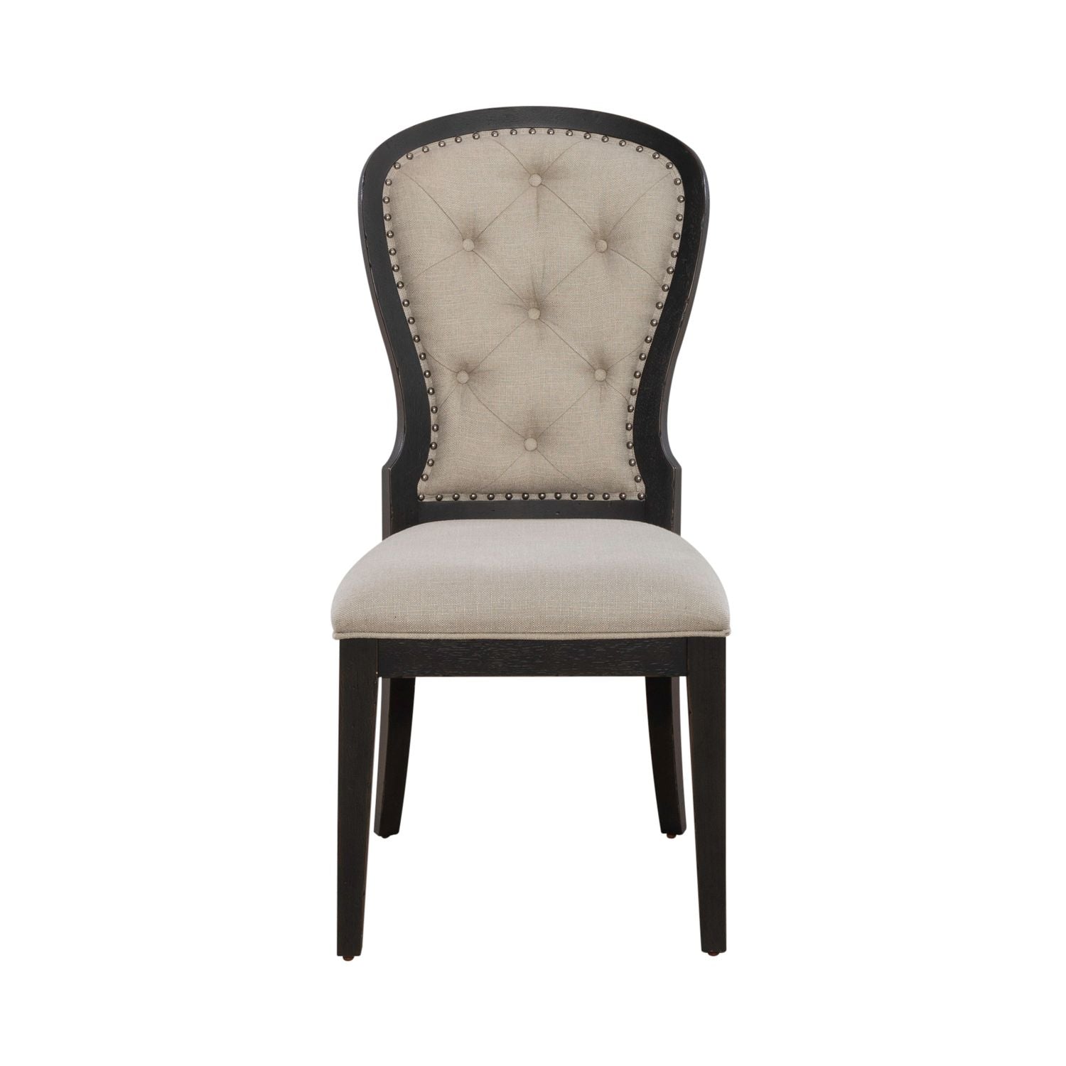 Americana Farmhouse Upholstery Tufted Back Side Chair - Black