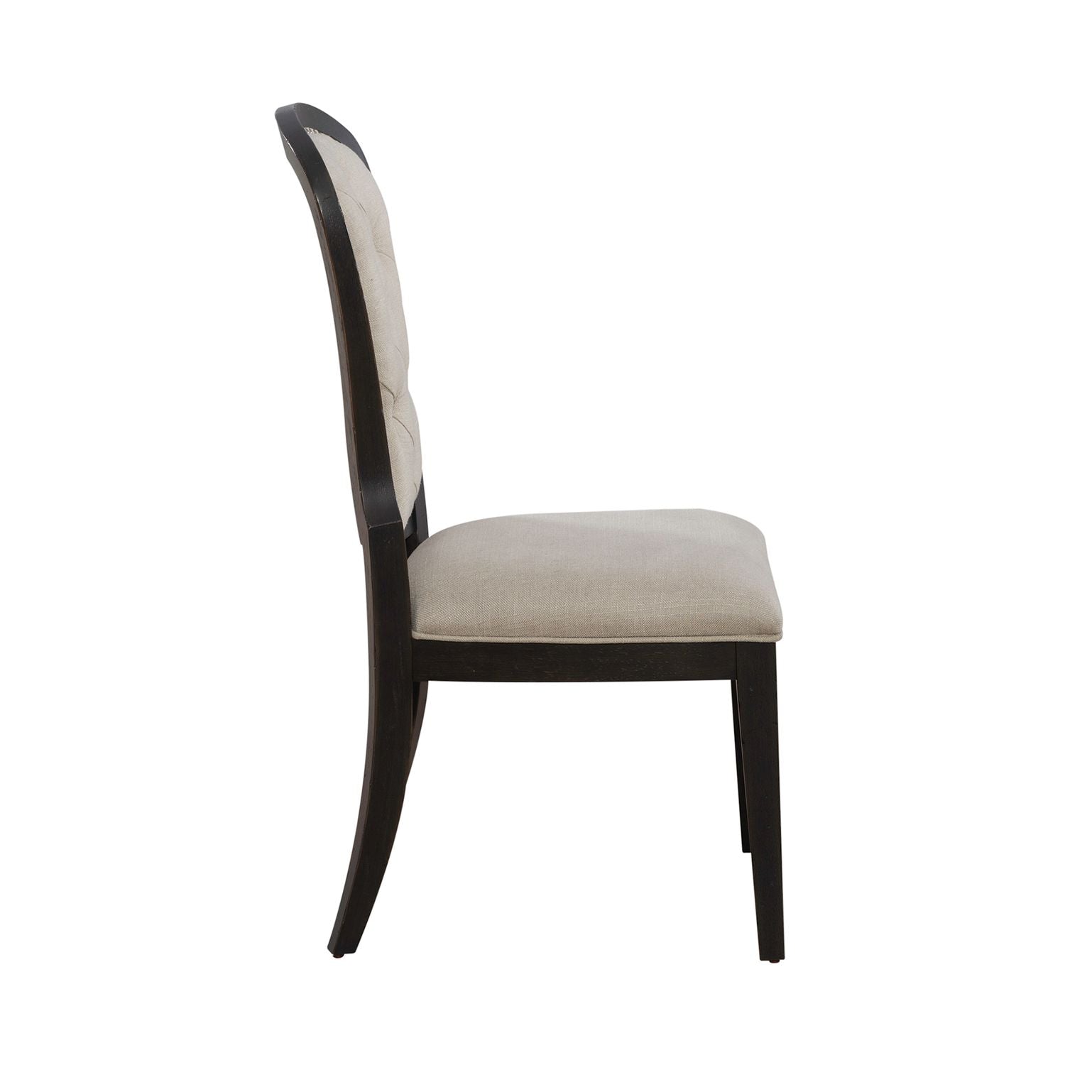 Americana Farmhouse Upholstery Tufted Back Side Chair - Black