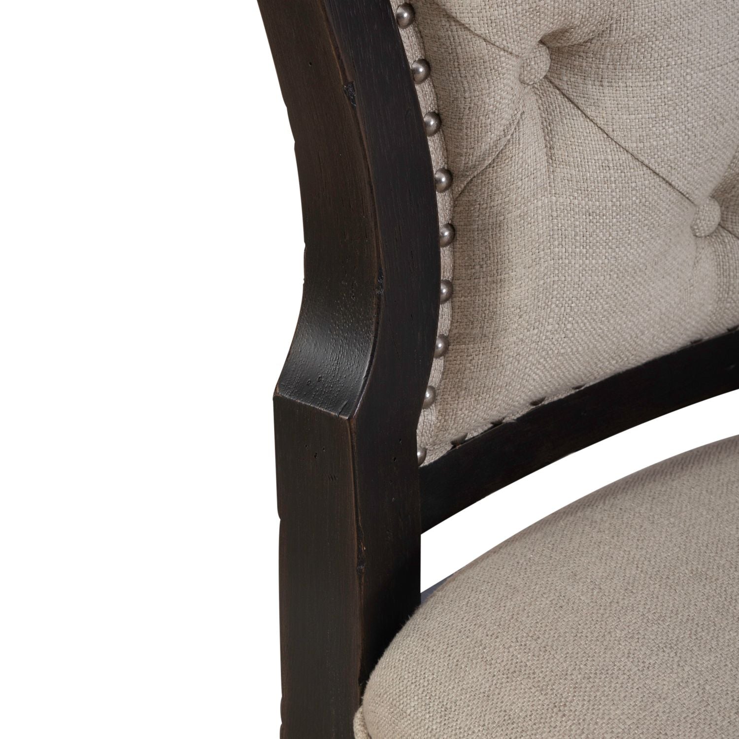 Americana Farmhouse Upholstery Tufted Back Side Chair - Black