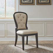 Americana Farmhouse Upholstery Tufted Back Side Chair - Black