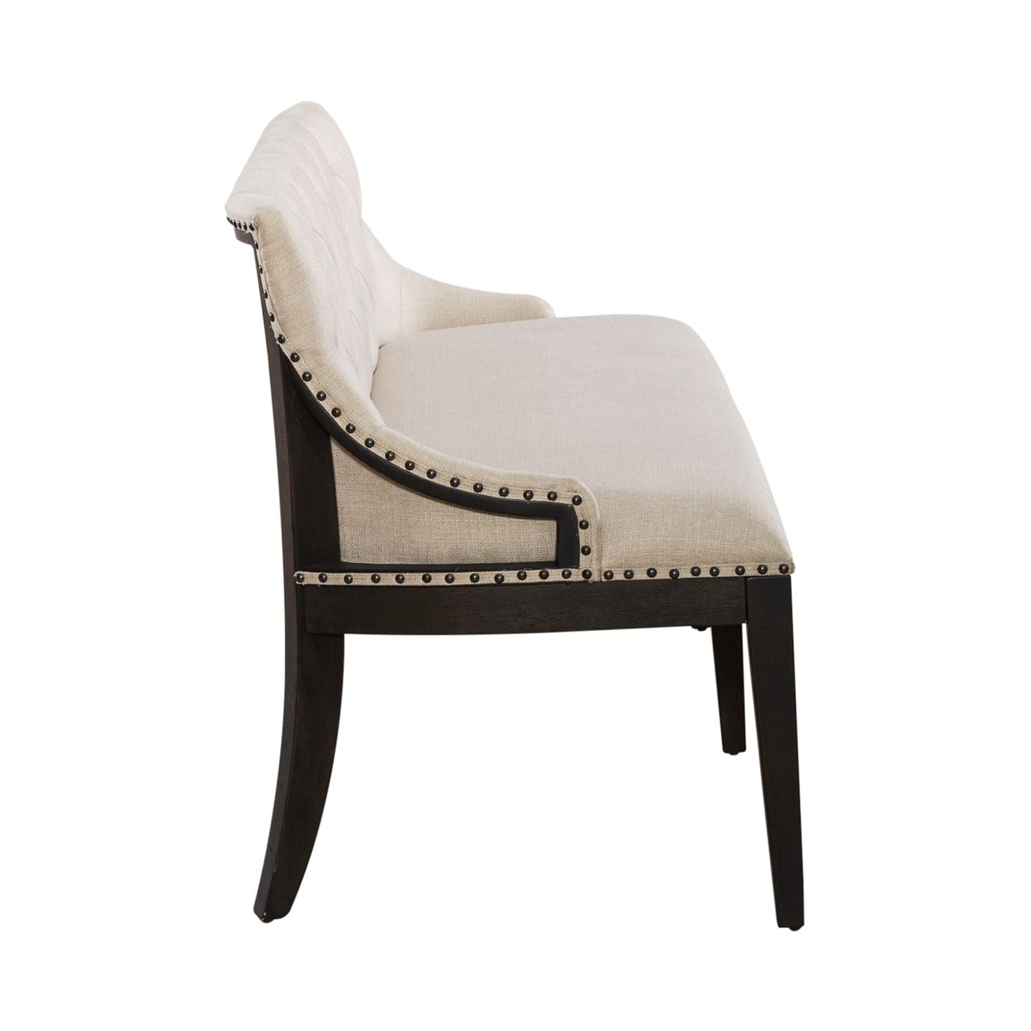Americana Farmhouse Upholstery Shelter Dining Bench- Black