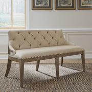 Americana Farmhouse Upholstery Shelter Dining Bench