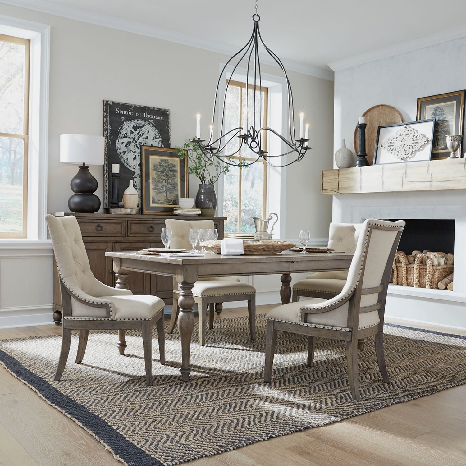 Americana Farmhouse 5 Piece Leg Table Set