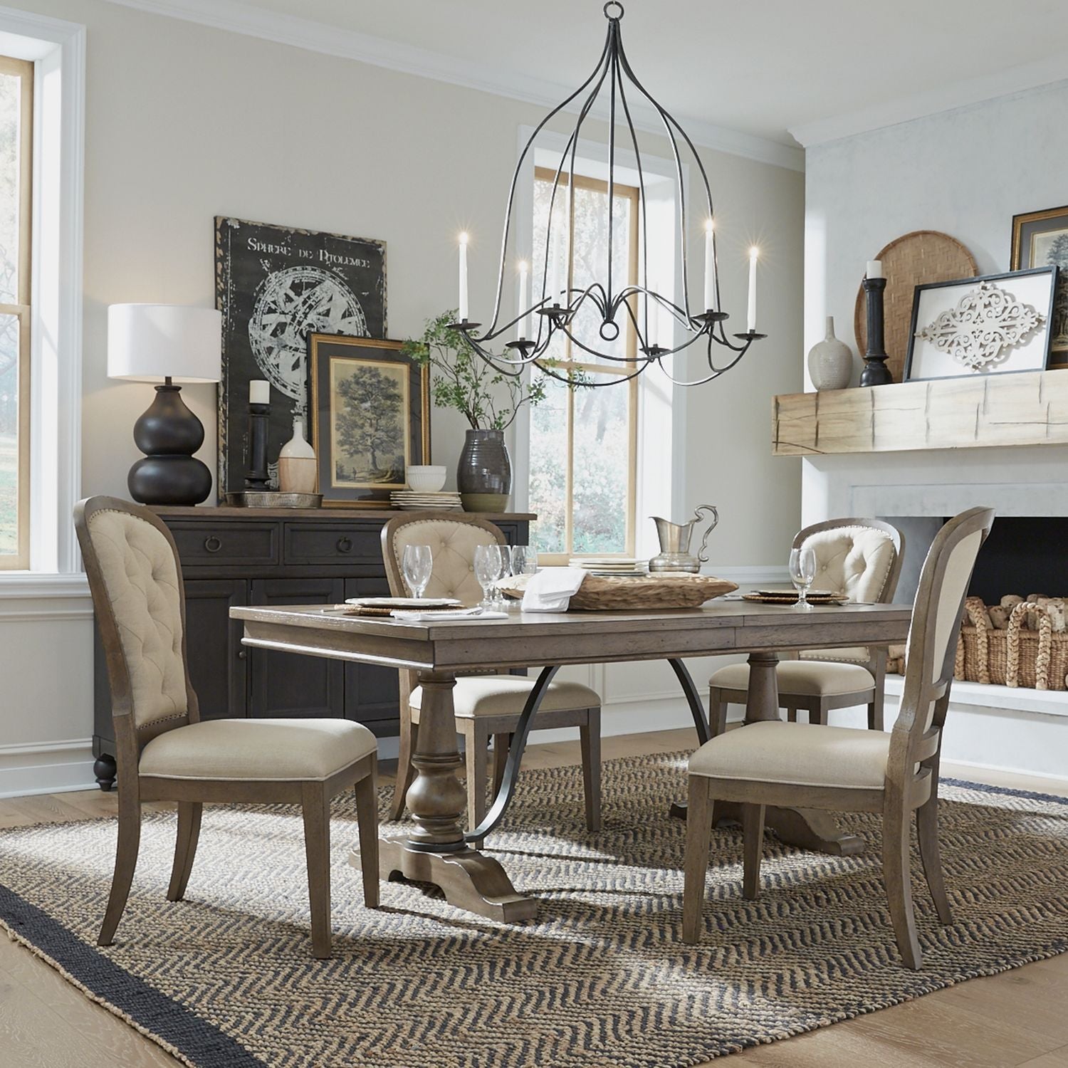 Americana Farmhouse Optional 5 Piece Trestle Table Set