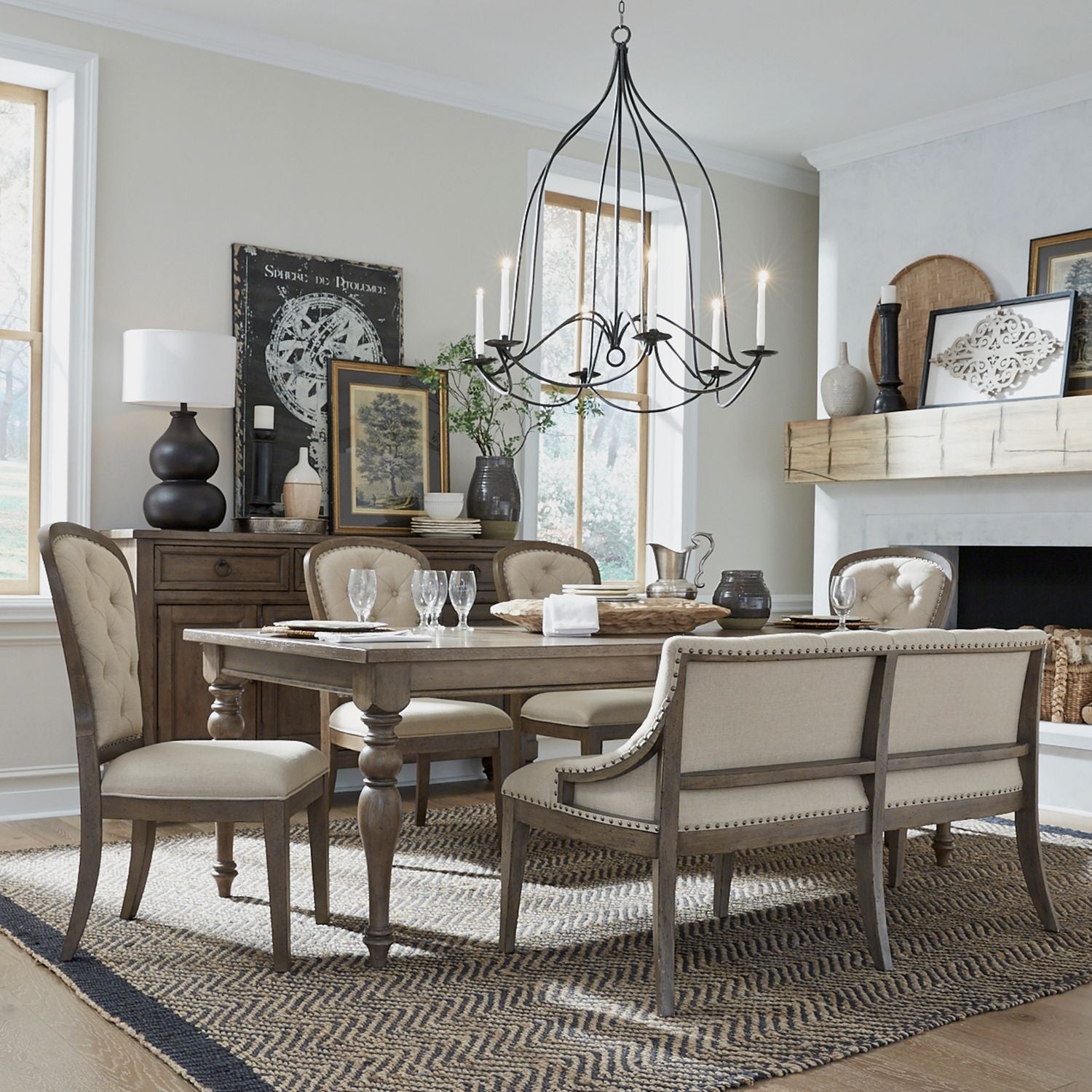 Americana Farmhouse Optional 6 Piece Leg Table Set