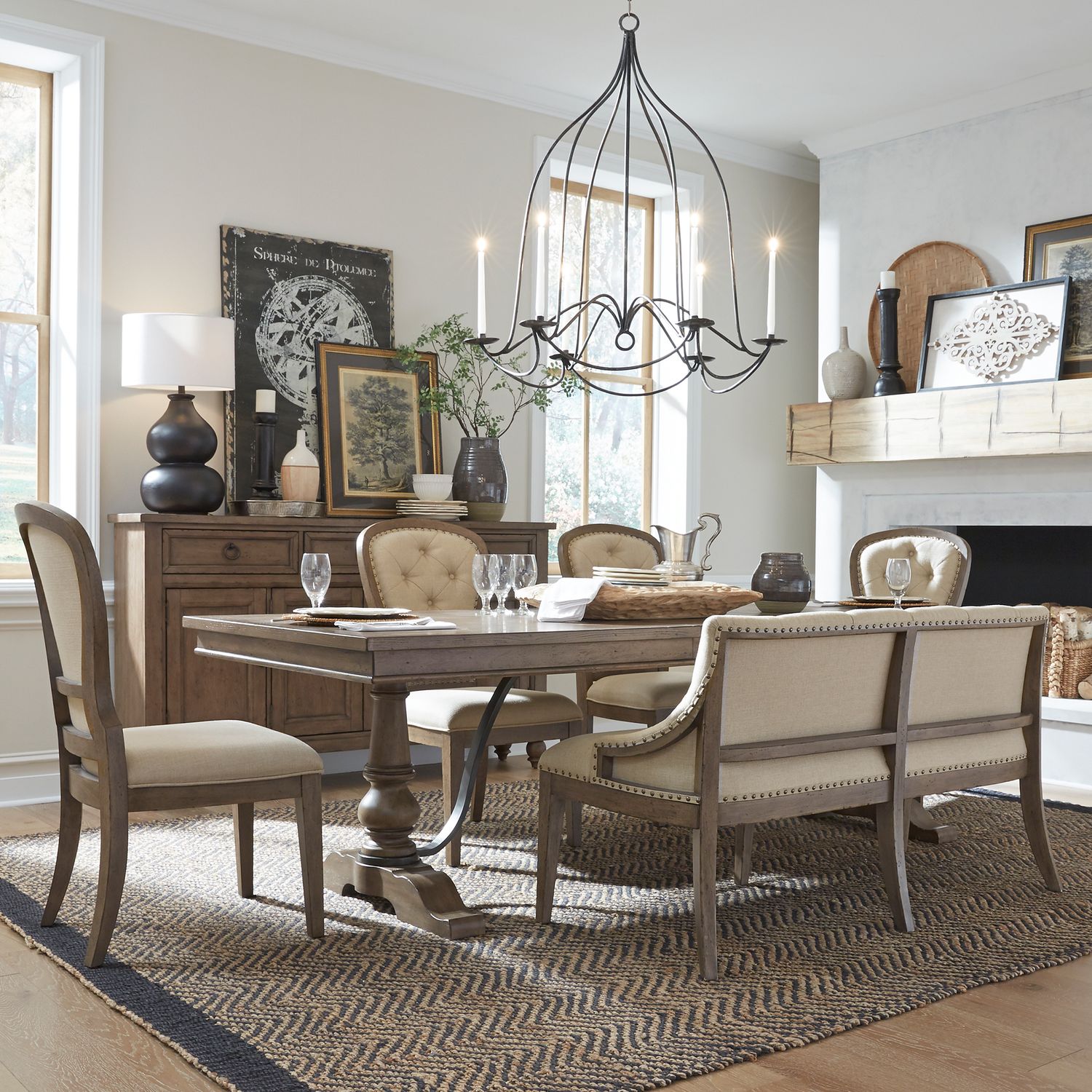 Americana Farmhouse Optional 6 Piece Trestle Table Set