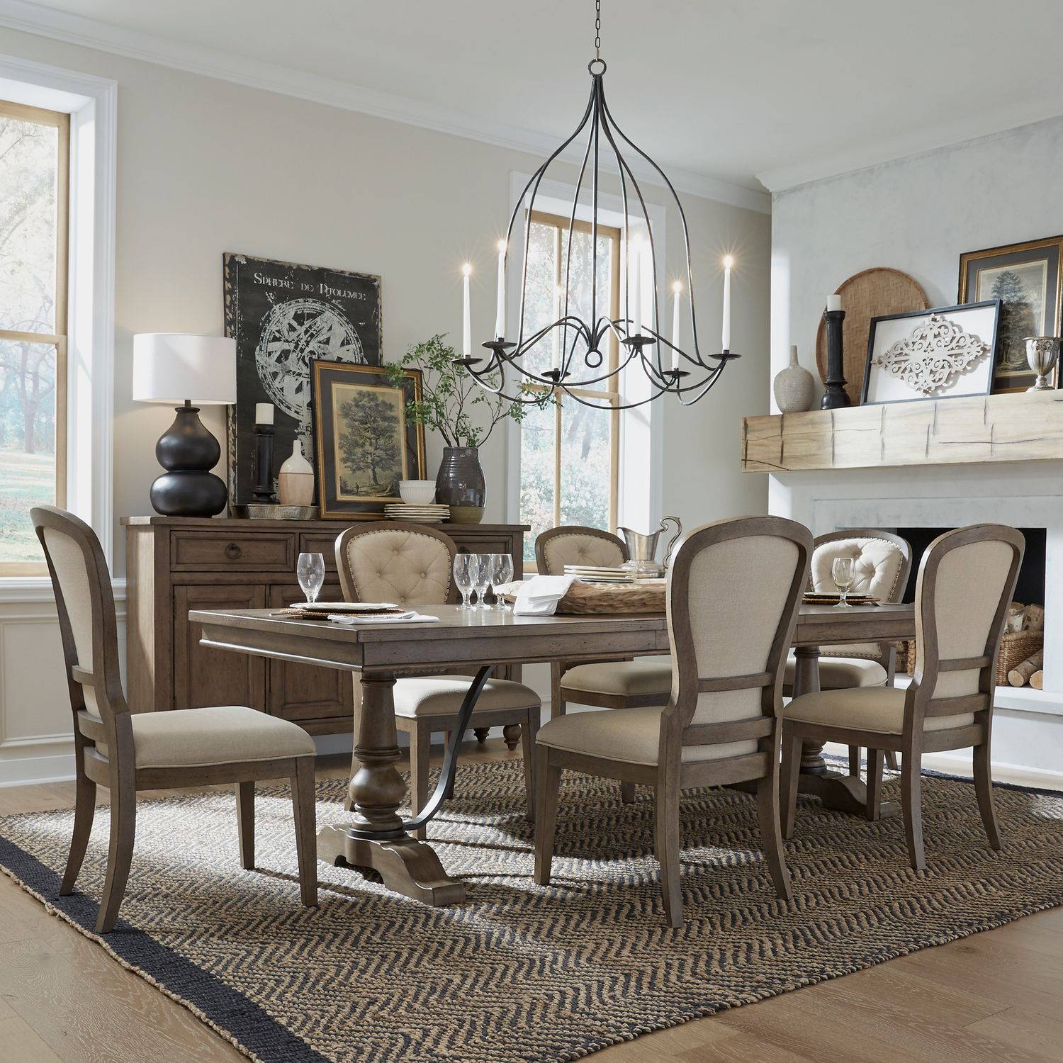 Americana Farmhouse Optional 7 Piece Trestle Table Set