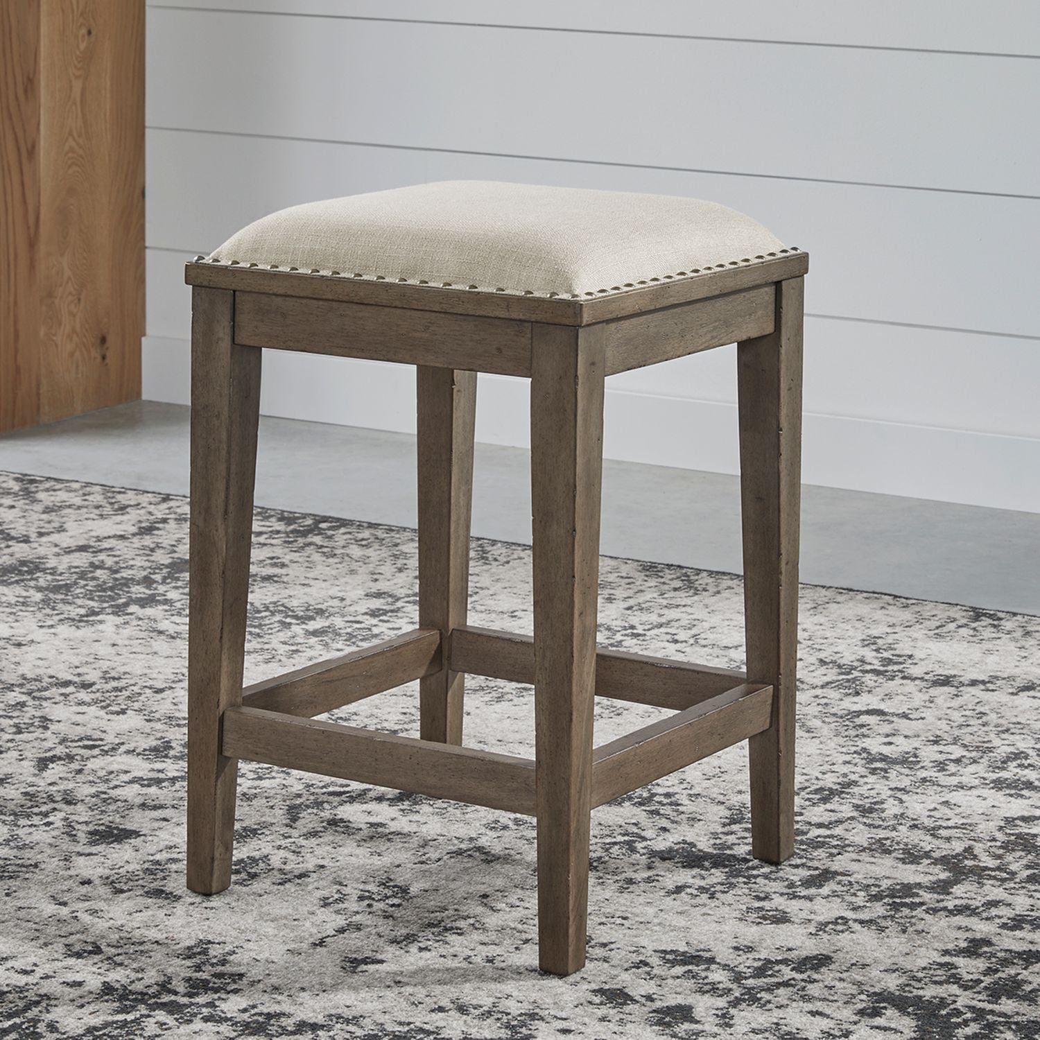 Americana Farmhouse Upholstery Console Stool
