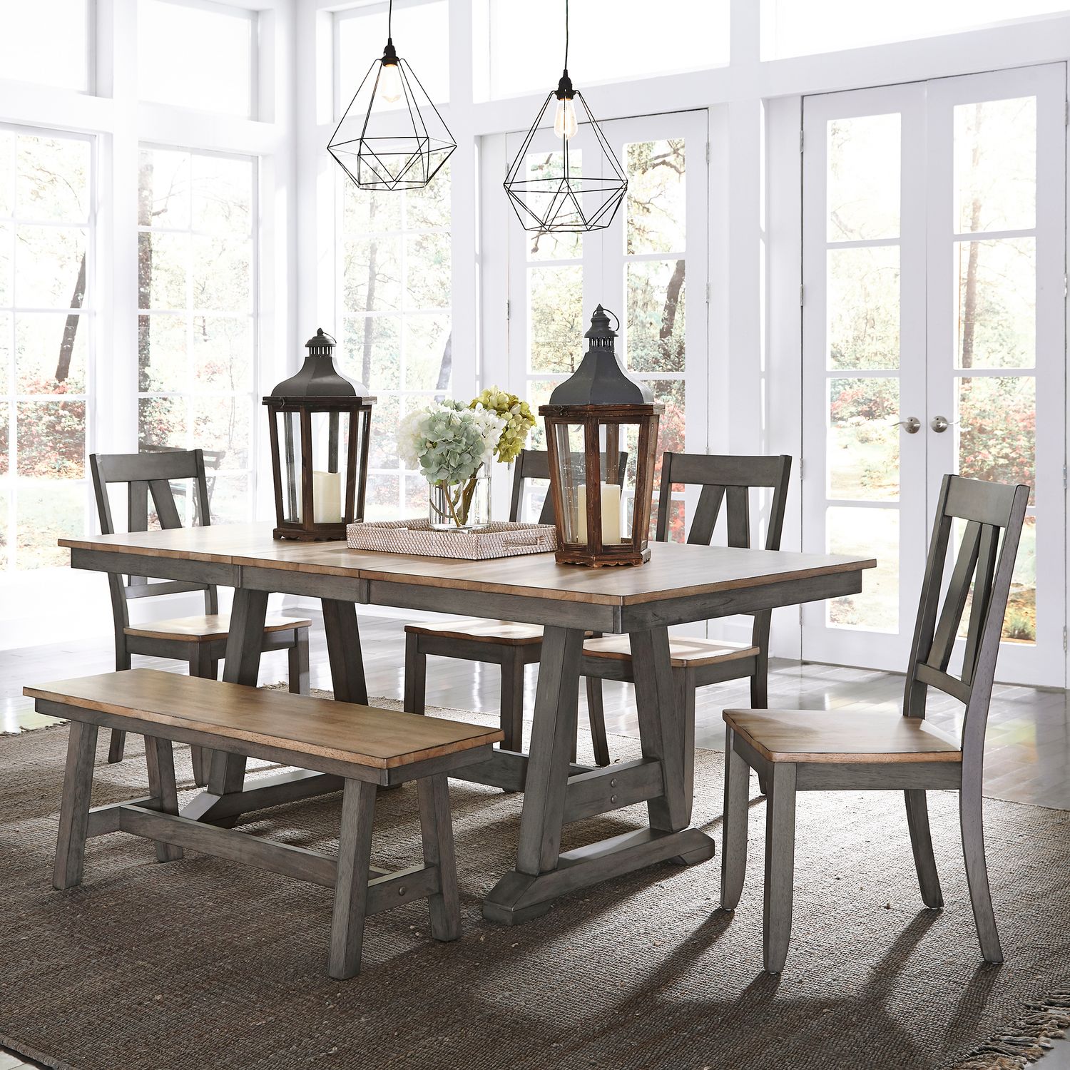 Lindsey Farm 6 Piece Trestle Table Set