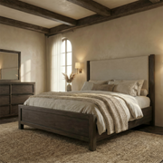 Stillwater King Upholstery Bed, Dresser & Mirror
