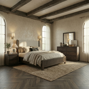 Stillwater Queen Upholstery Bed, Dresser & Mirror, Nightstand