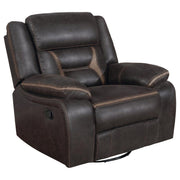 Greer Upholstered Swivel Glider Recliner Chair Brown