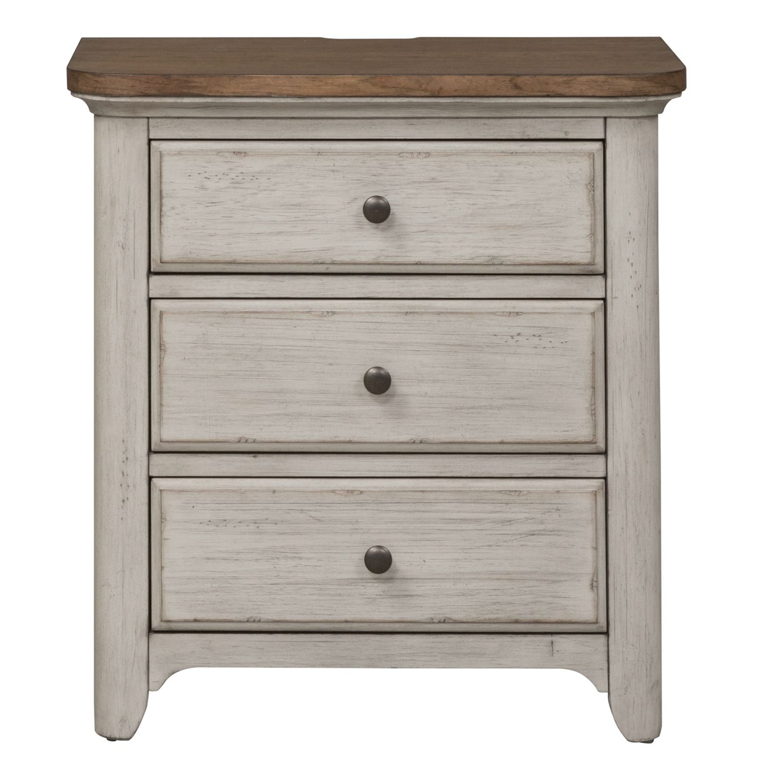 Farmhouse Reimagined 3 Drawer Nightstand with Charging Station