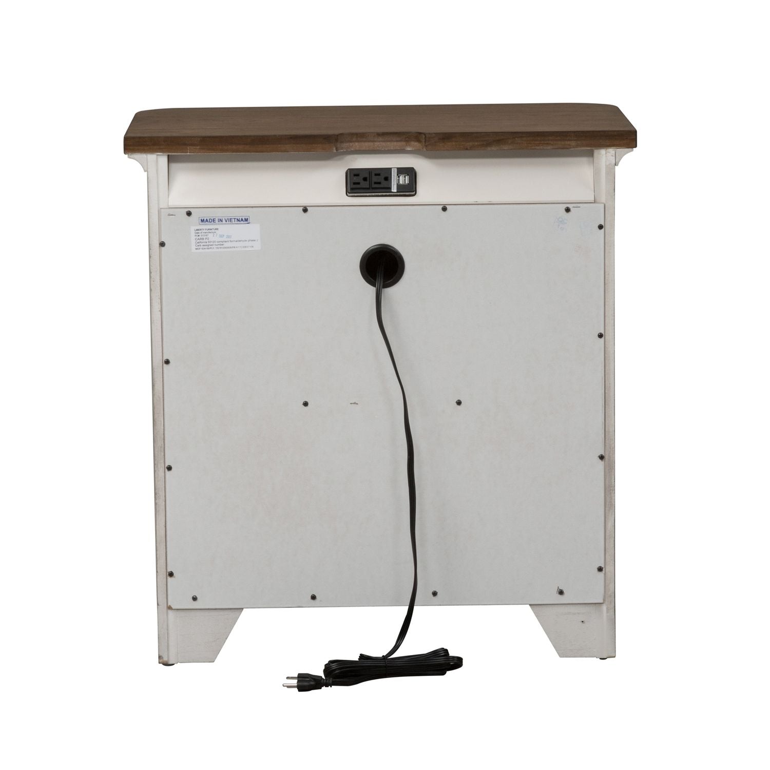 Farmhouse Reimagined 3 Drawer Nightstand with Charging Station