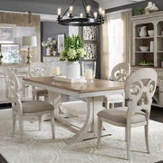 Farmhouse Reimagined 5 Piece Trestle Table Set