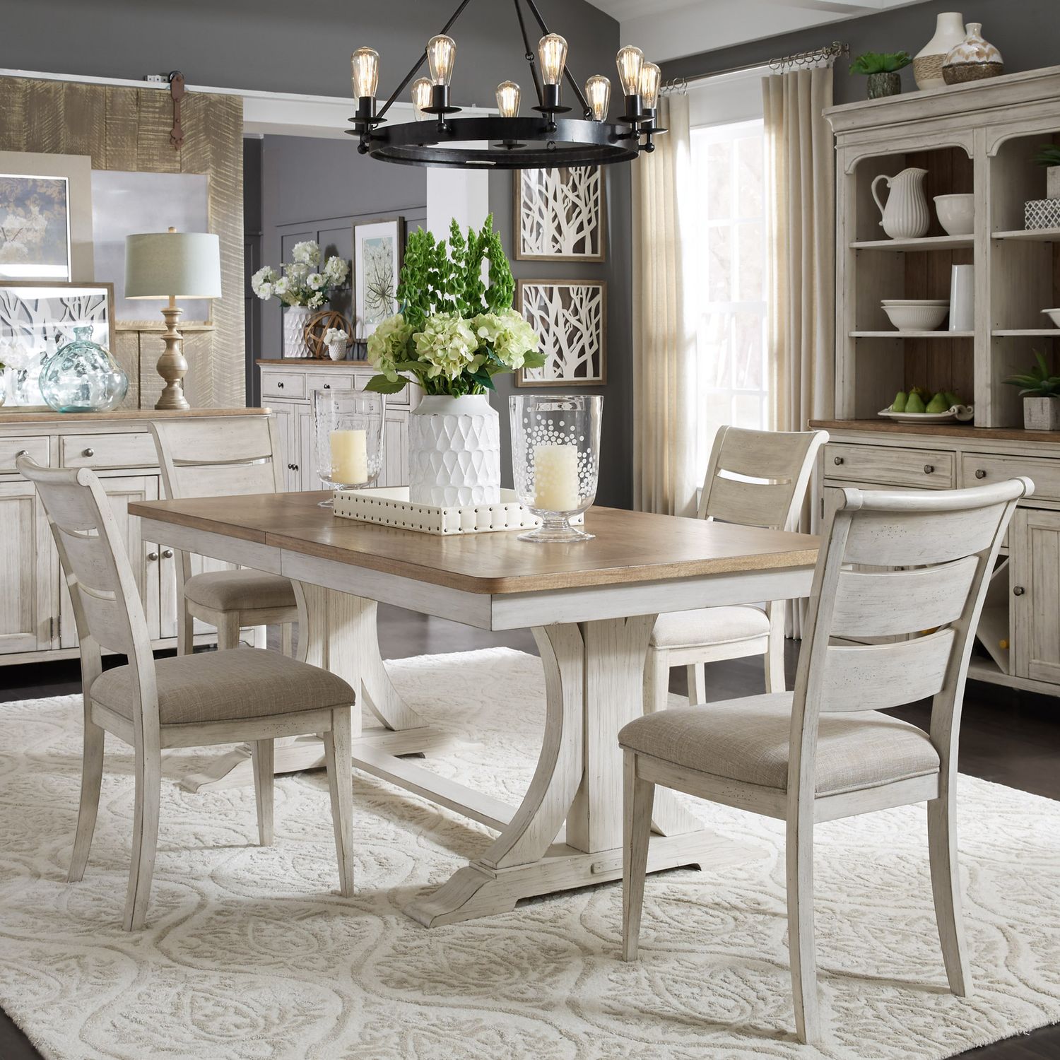Farmhouse Reimagined Opt 5 Piece Trestle Table Set