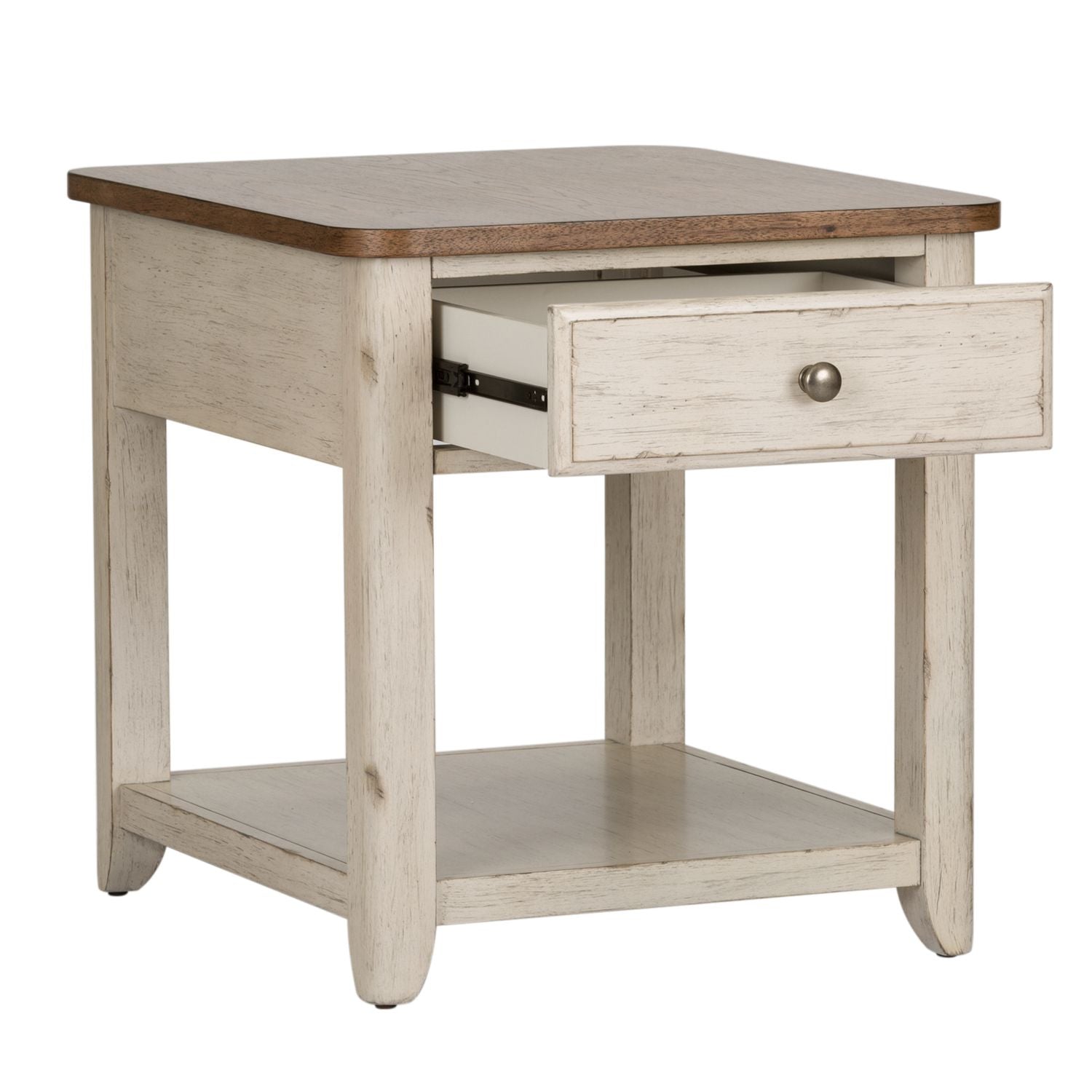 Farmhouse Reimagined End Table with Basket