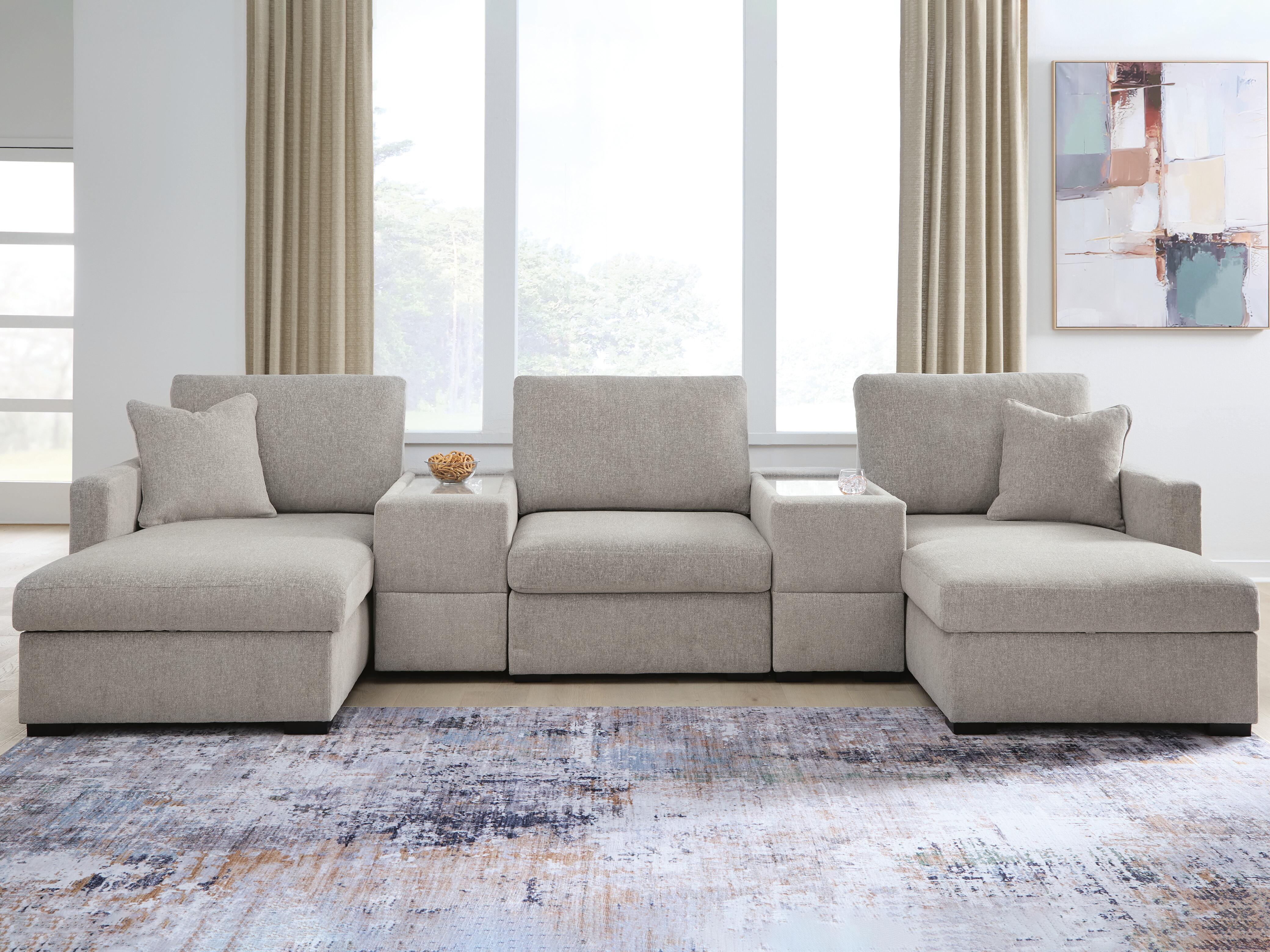 ModMax Luxe 5-Piece Double Chaise Sectional with Storage Consoles