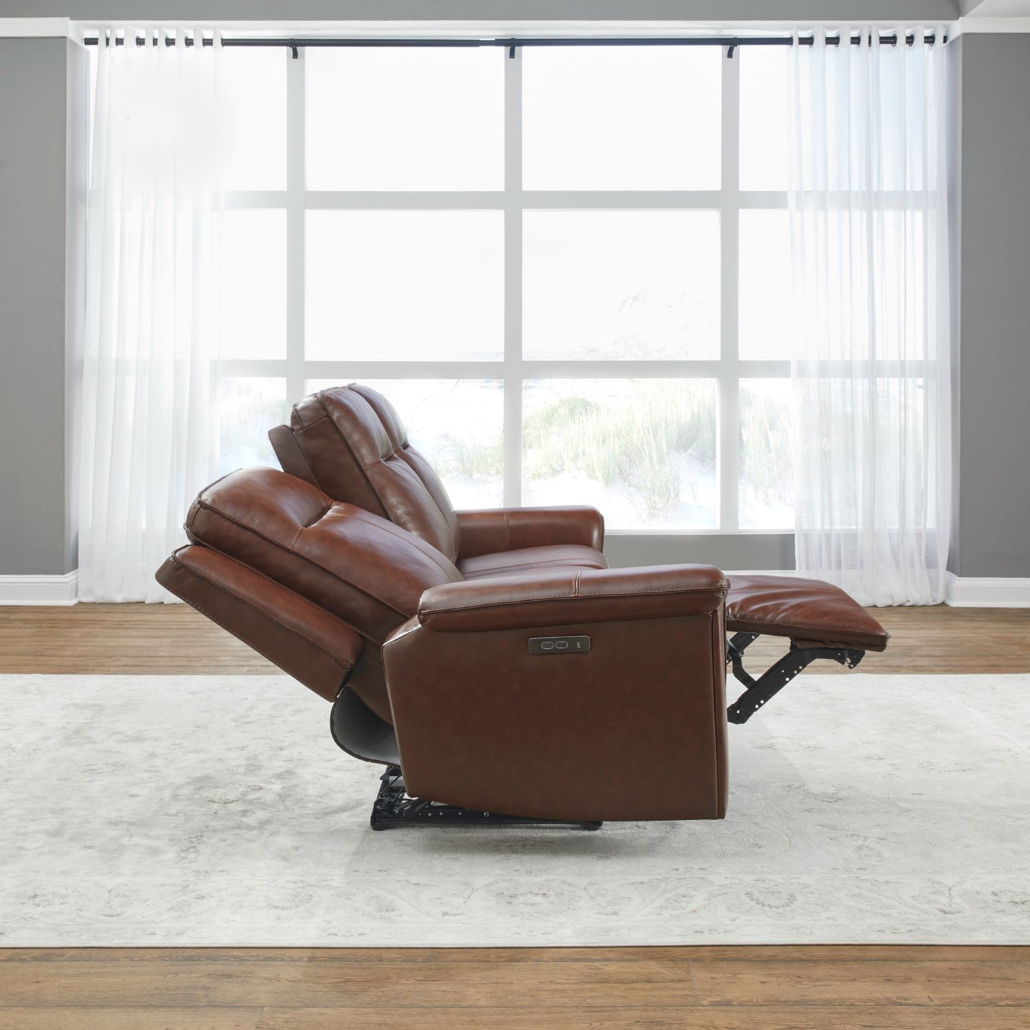 Avery Dual Power Sofa - Cognac