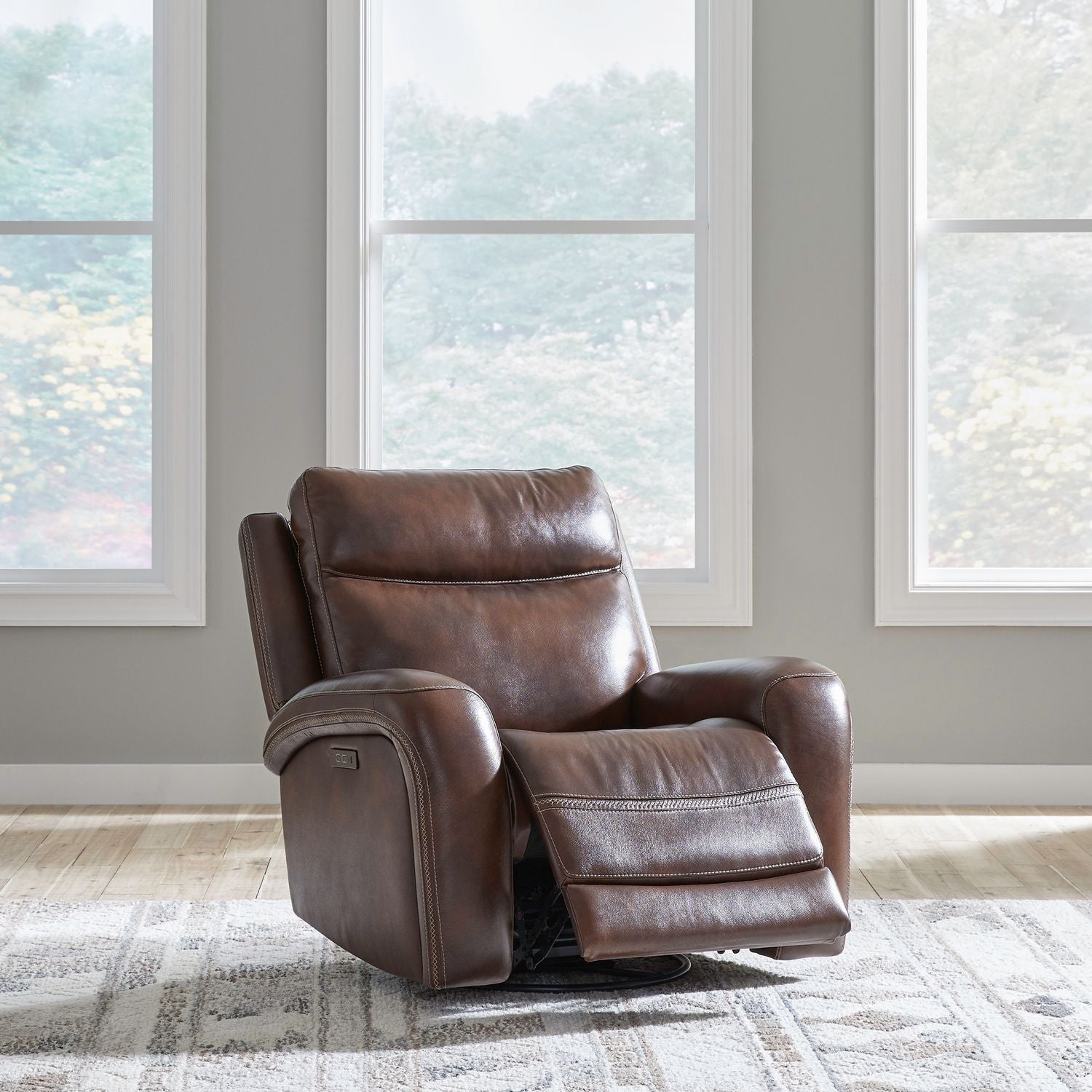 Blair Dual Power Swivel Glide Recliner - Cognac