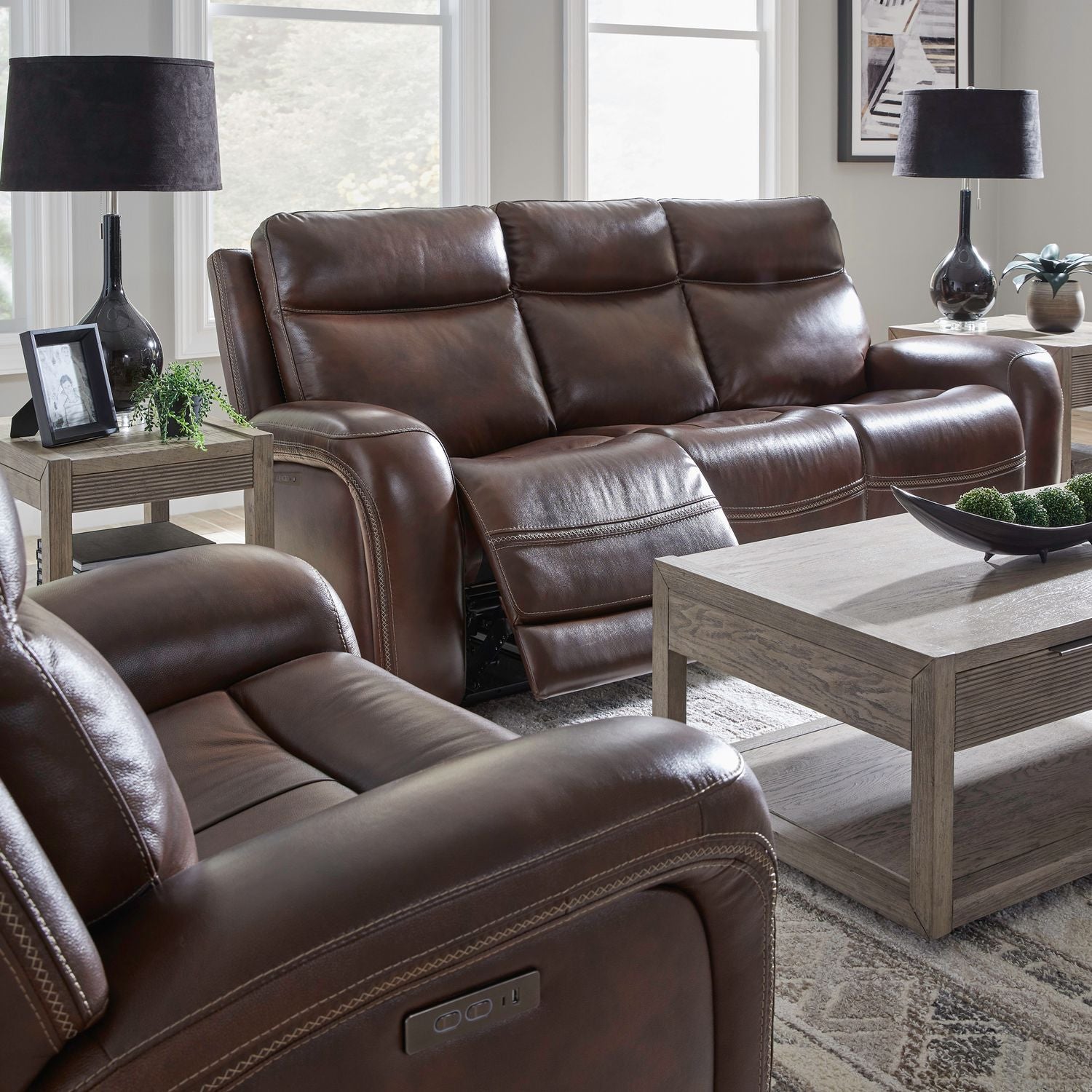 Blair Dual Power Zero Gravity Sofa & - Cognac