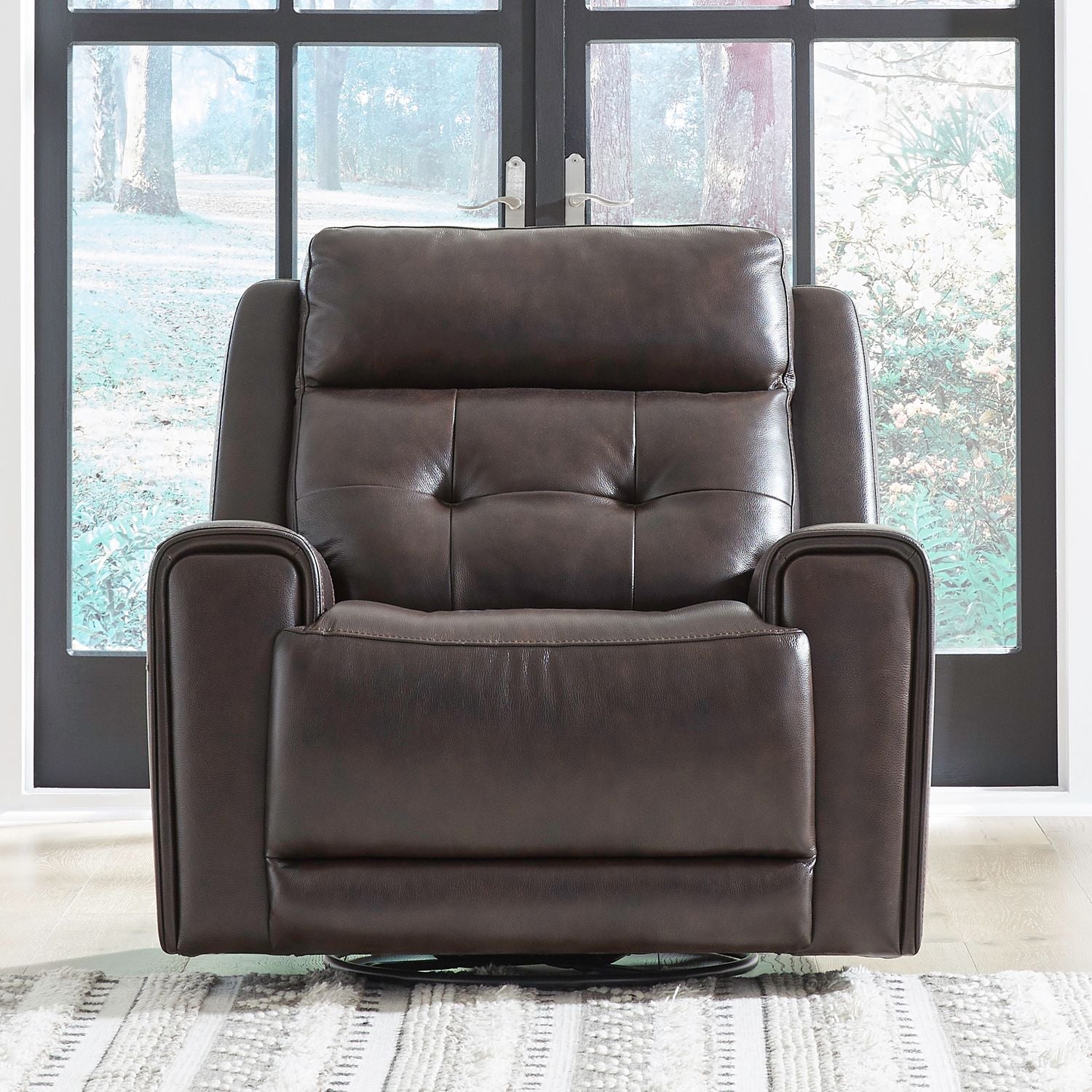 Carrington Triple Power Swivel Glide Recliner - Dark Brown