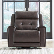Carrington Triple Power Swivel Glide Recliner - Dark Brown