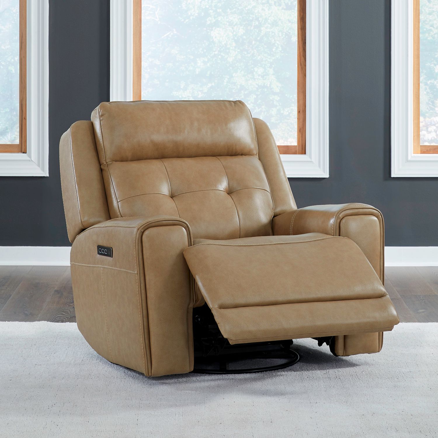 Carrington Triple Power Swivel Glide Recliner - York Sand