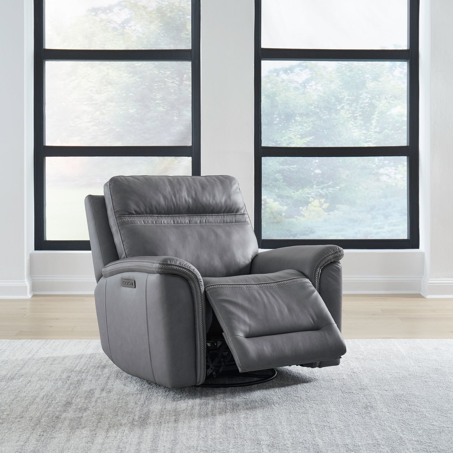 Cooper Triple Power Swivel Glide Recliner - Blue Gray