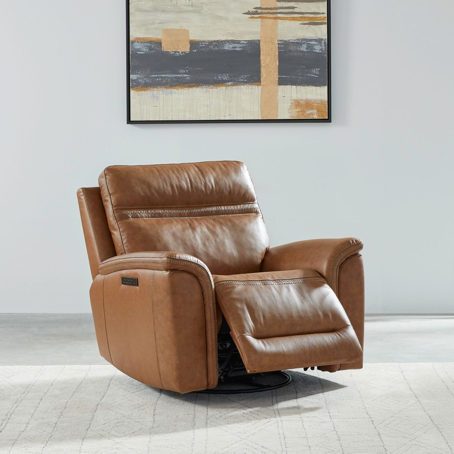 Cooper Triple Power Swivel Glide Recliner - Camel