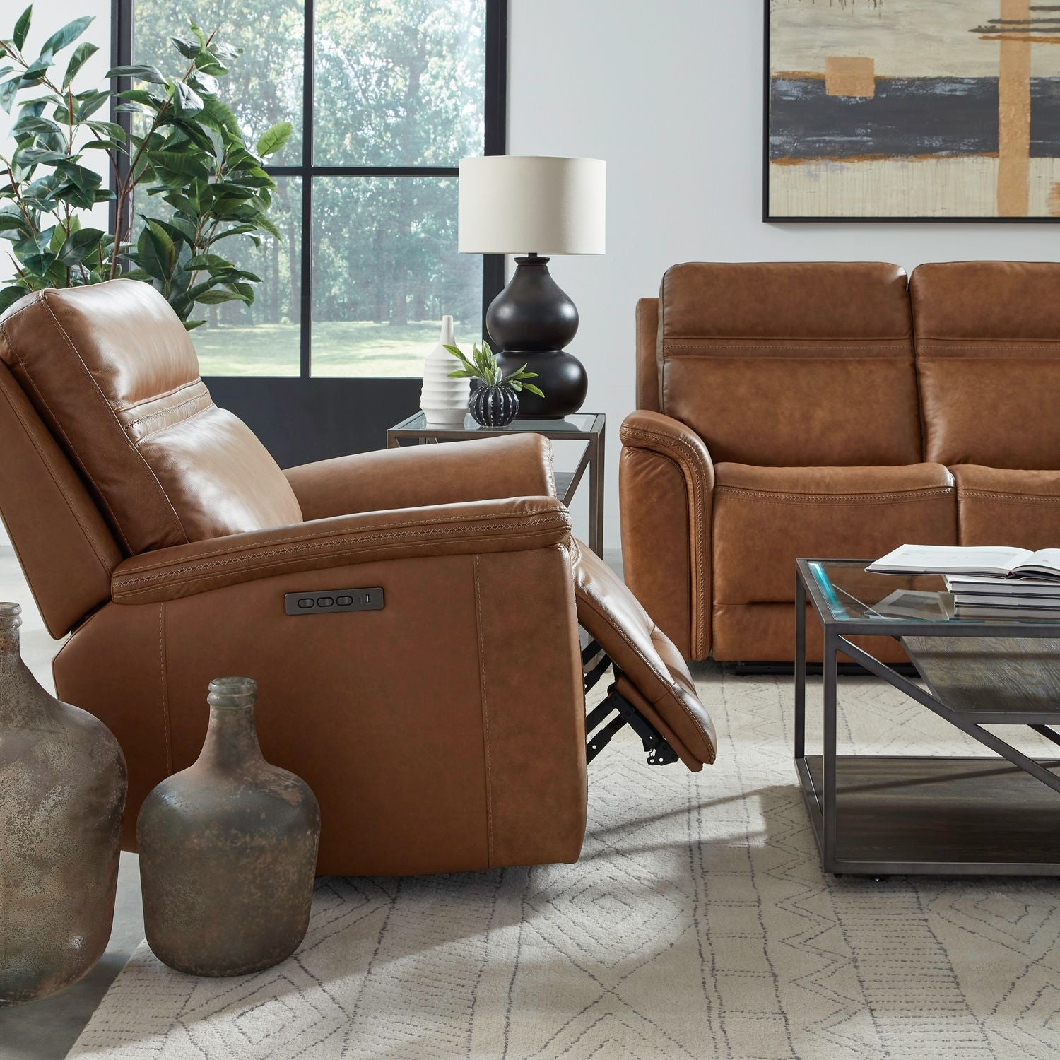 Cooper Triple Power Swivel Glide Recliner - Camel